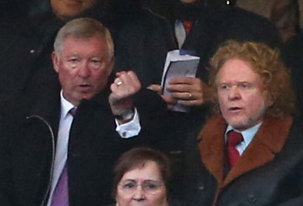 Sir Alex Ferguson and Mick Hucknall at Old Trafford